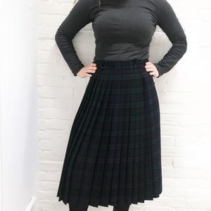 Vintage Pleated Plaid Skirt